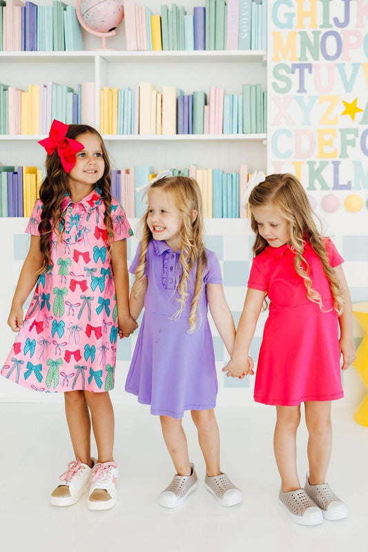 Hot Pink Ruffle Polo Dress