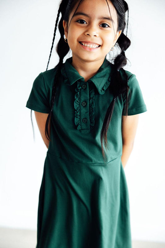 Spruce Green Ruffle Polo Dress